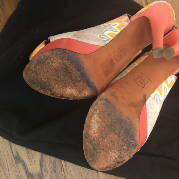 MISSONI Platform Slingback Peep Toe Chevron Heels - Picture 4 of 4